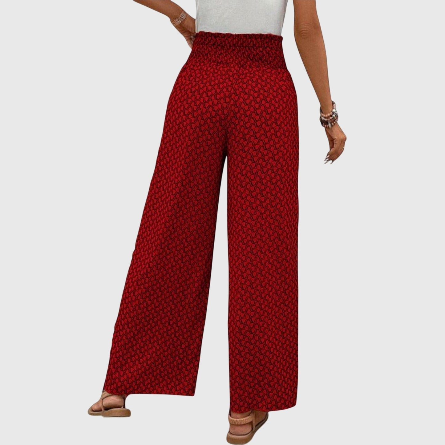 Stylish Palazzo Pants for Women Wide-Leg Printed Smocked-Waist