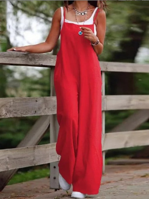 Effortless Overalls for Women Sleeveless Wide-Leg Bib