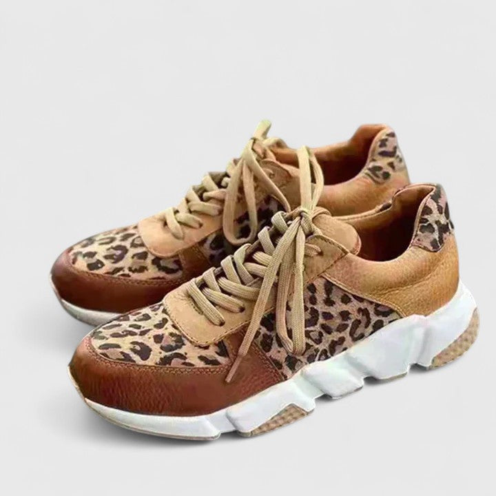 Stylish Sneakers for Women Leopard-Print Lace-Up Chunky-Sole