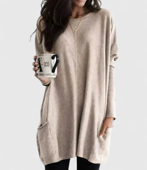 Comfortable Tunic Dress for Women Round-Neck Oversized