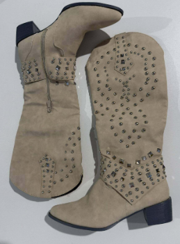 Stylish Knee-High Boots for Women Studded Western Pointed-Toe