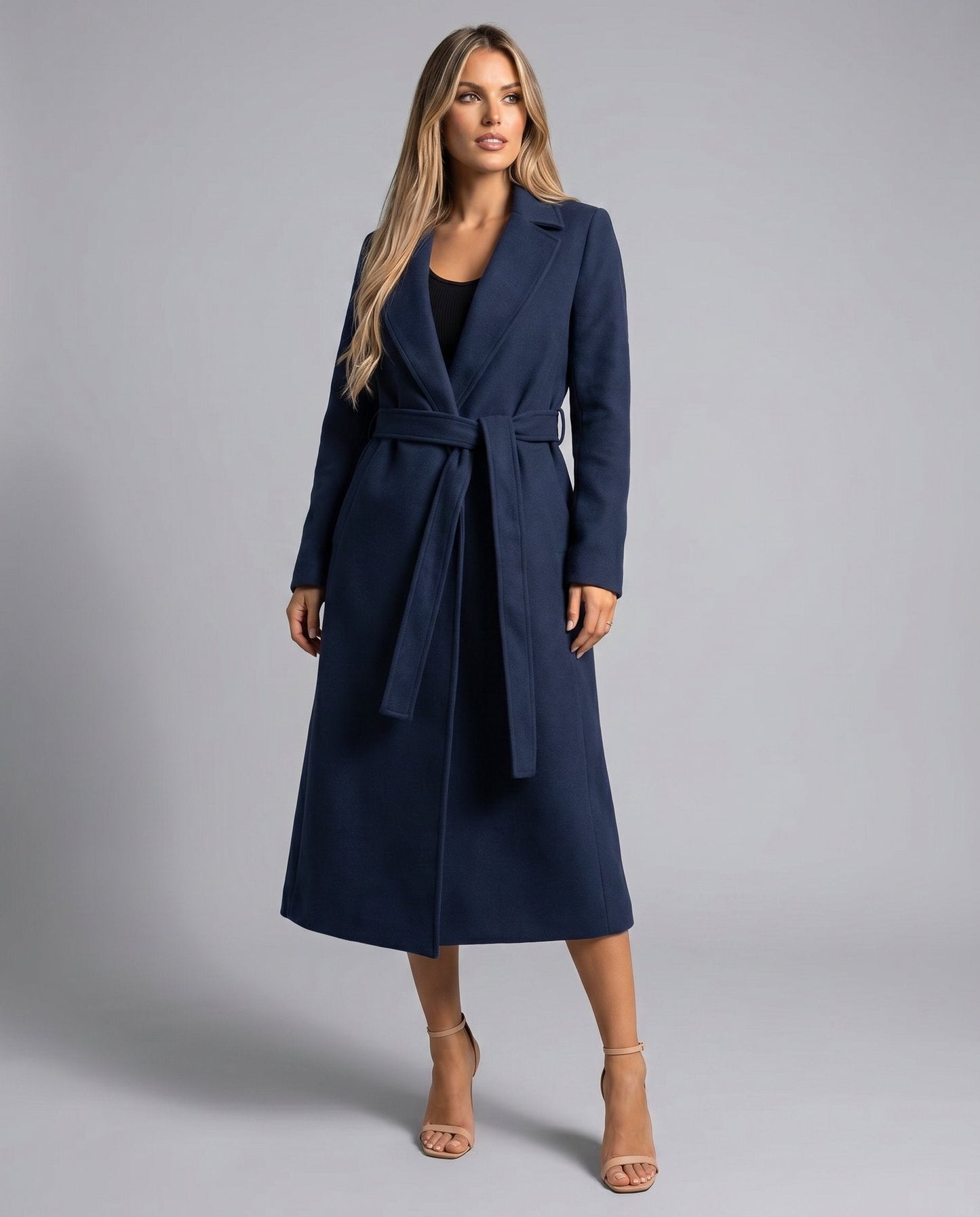 Elegant Trench Coat for Women Belted Long Lapel