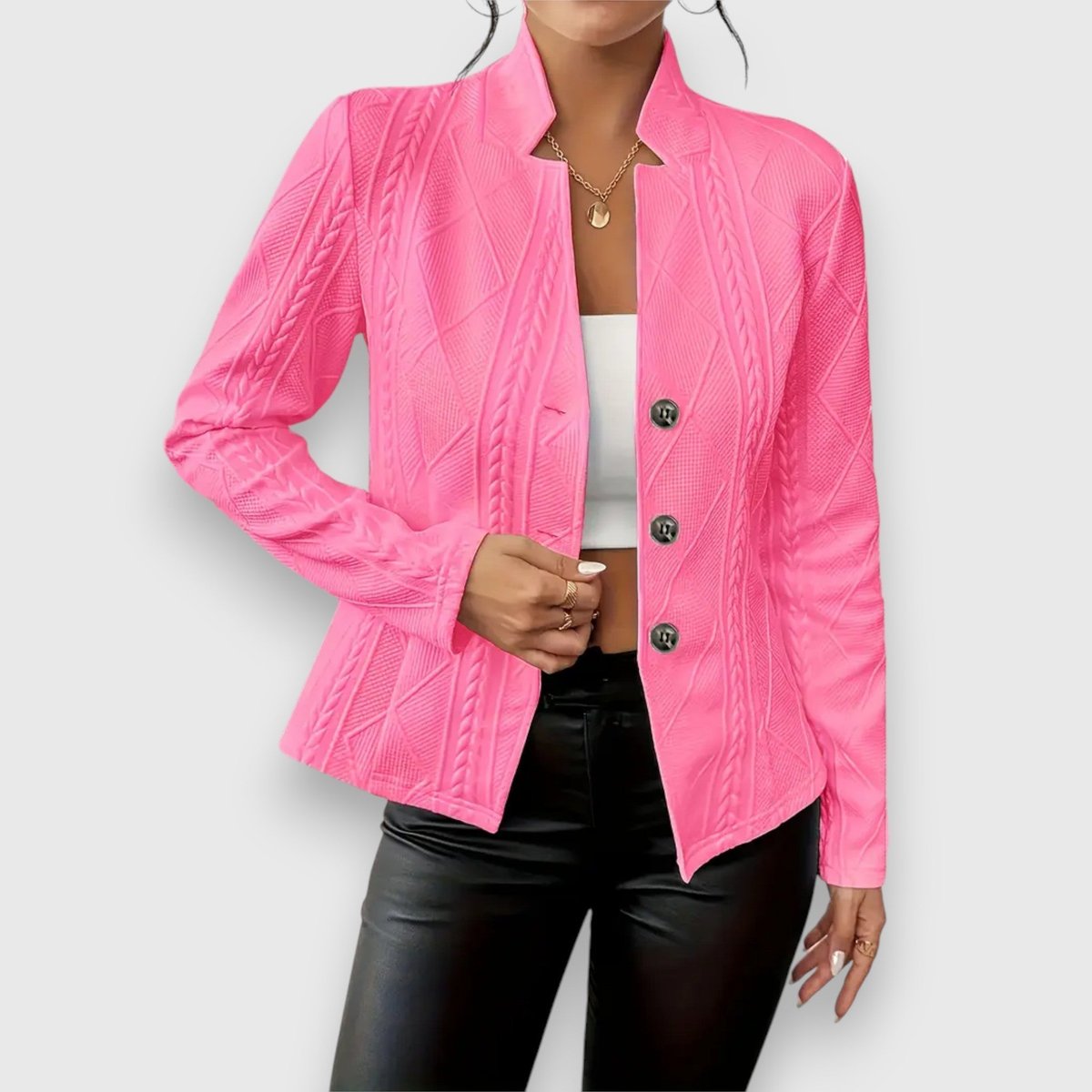 Elegant Mock-Neck Sweater for Women Cable-Knit Fitted Long-Sleeve