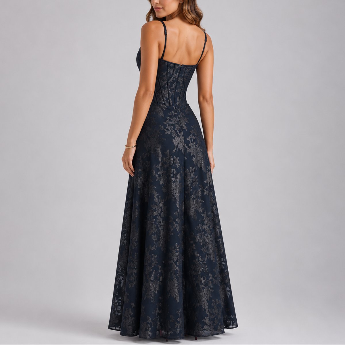 Elegant Maxi Dress for Women Corset Lace Floral