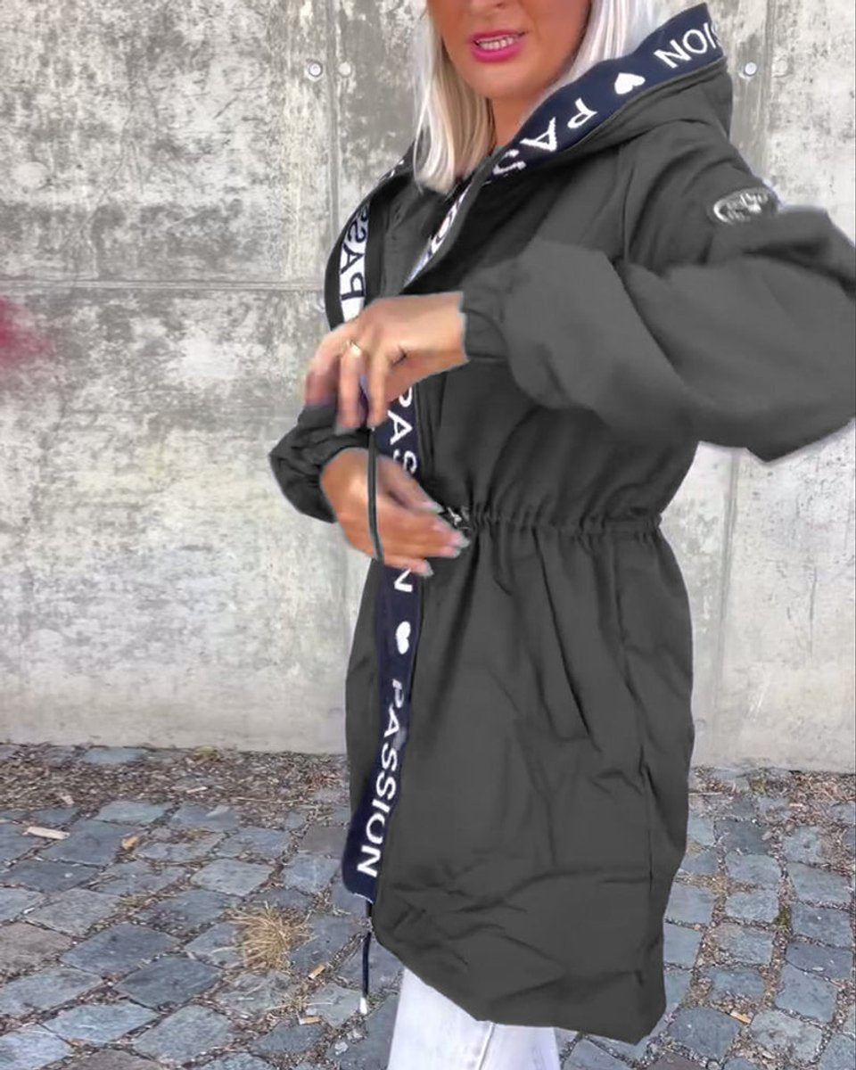 Comfortable Parka for Women Hooded Drawstring