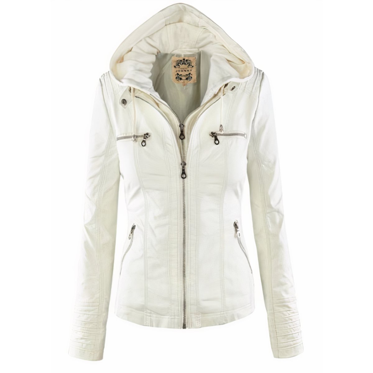 Comfortable Moto Jacket for Women Hooded Removable-Hood