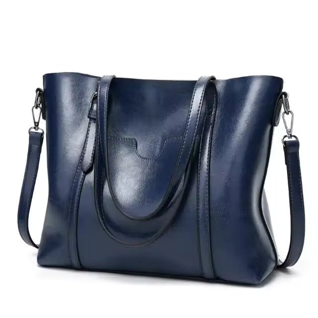 Effortless Tote Bag for Women Oil-Wax Leather-Look Large