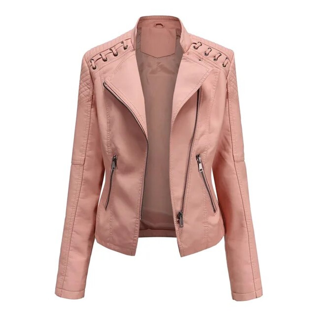 Stylish Moto Jacket for Women Zip-Up