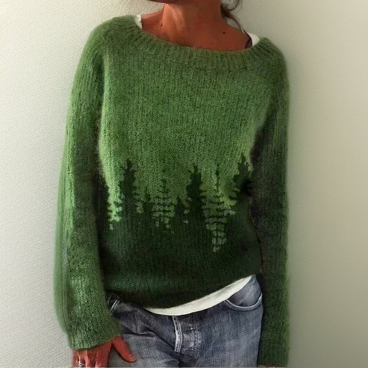 Comfortable Pullover Sweater for Women Crewneck Print