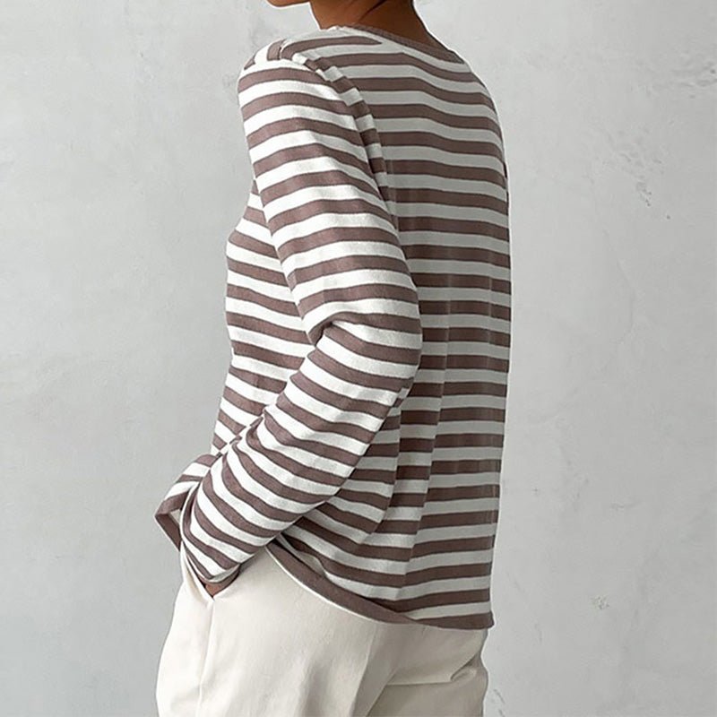 Effortless Sweater for Women Nautical Striped Long-Sleeve