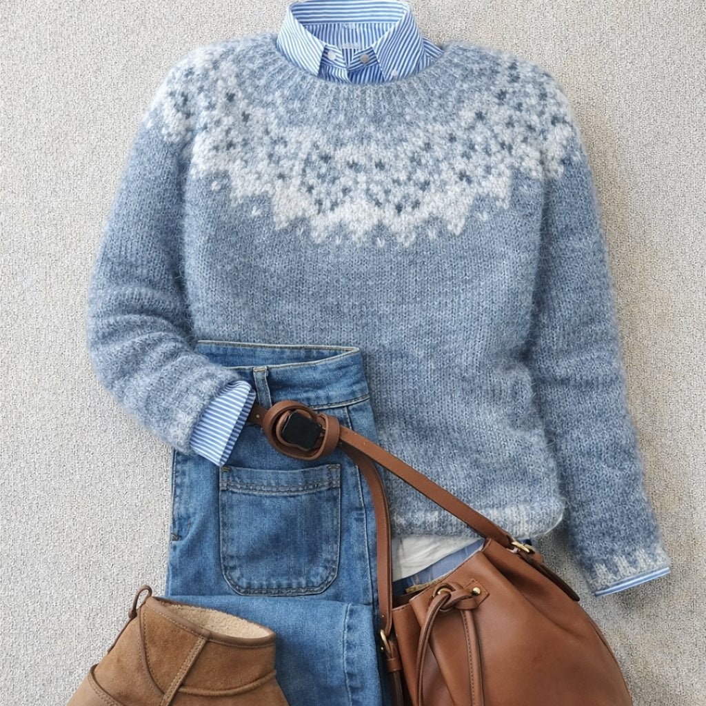 Comfortable Sweater for Women Nordic Fair-Isle Crewneck