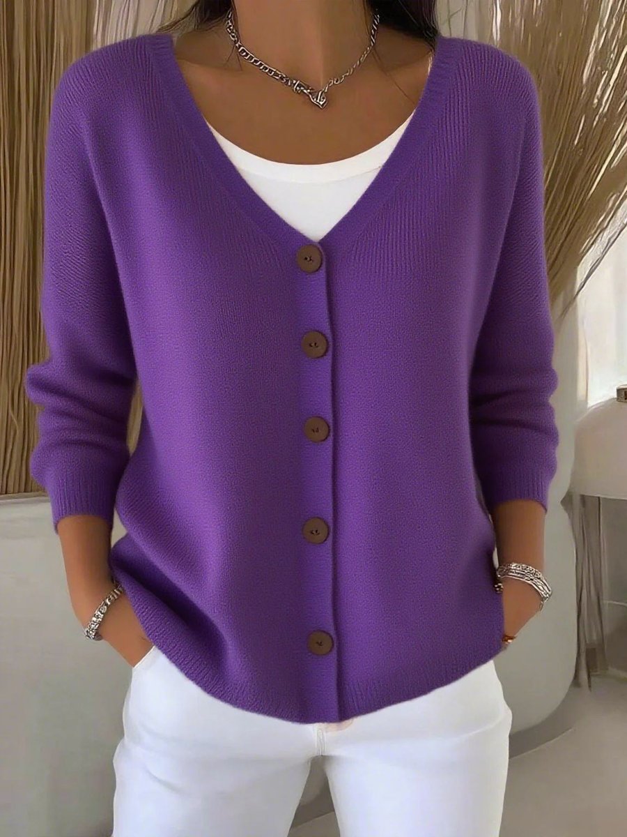 Stylish Cardigan for Women V-Neck Button-Front