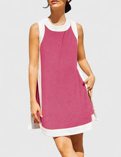 Effortless Shift Dress for Women Sleeveless Contrast-Trim