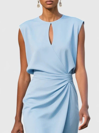 Elegant Wrap Dress for Women Sleeveless Keyhole Draped