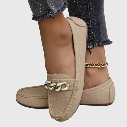 Stylish Loafers for Women Chain-Detail Slip-On Round-Toe