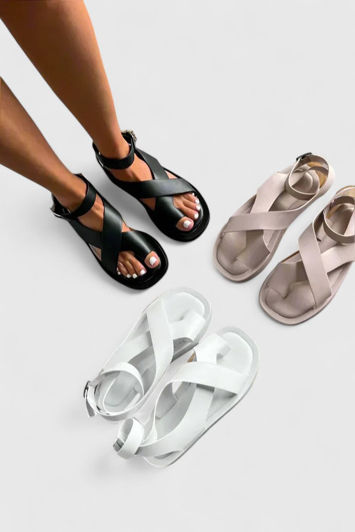 Elegant Sandals for Women Crisscross-Strap Ankle-Buckle
