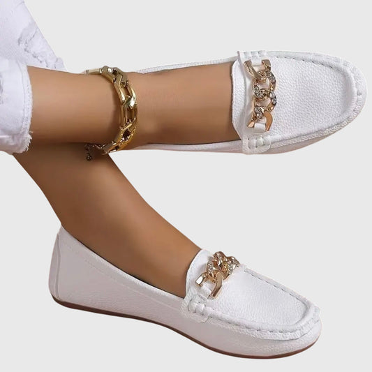 Stylish Loafers for Women Chain-Detail Slip-On Round-Toe
