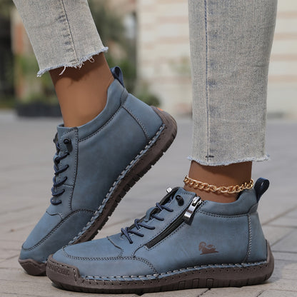 Stylish Ankle Boots for Women Lace-Up Zip-Up Round-Toe