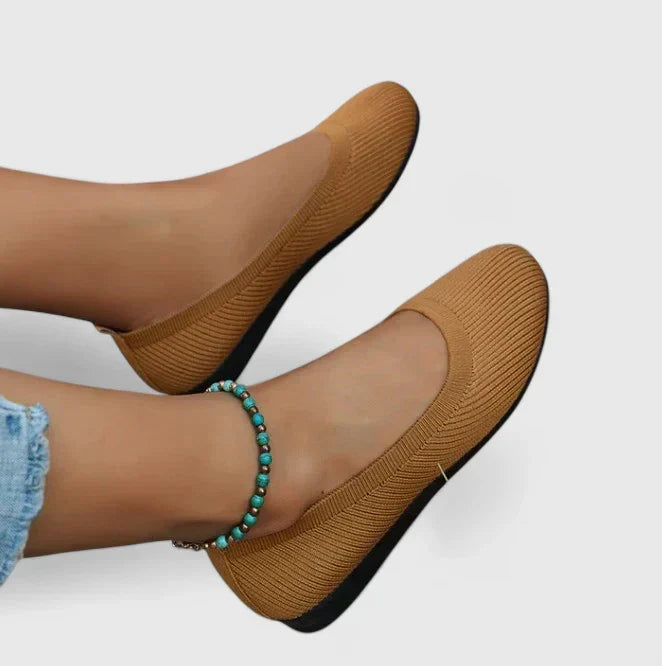 Comfortable Ballet Flats for Women Knit Slip-On Round-Toe