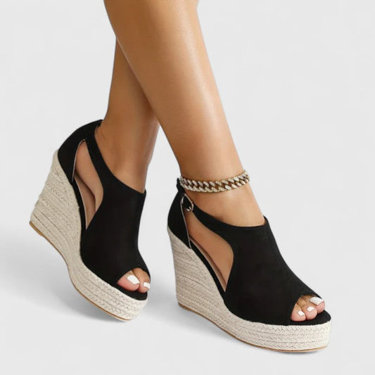Stylish Wedge Sandals for Women Espadrille Peep-Toe Ankle-Strap