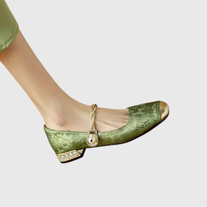 Elegant Flats for Women Buckle-Strap Block-Heel