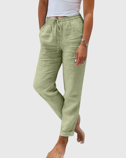 Effortless Linen Pants for Women Drawstring Cuffed-Ankle