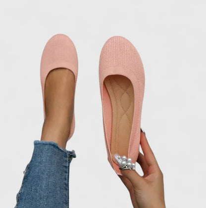 Comfortable Ballet Flats for Women Knit Slip-On Round-Toe