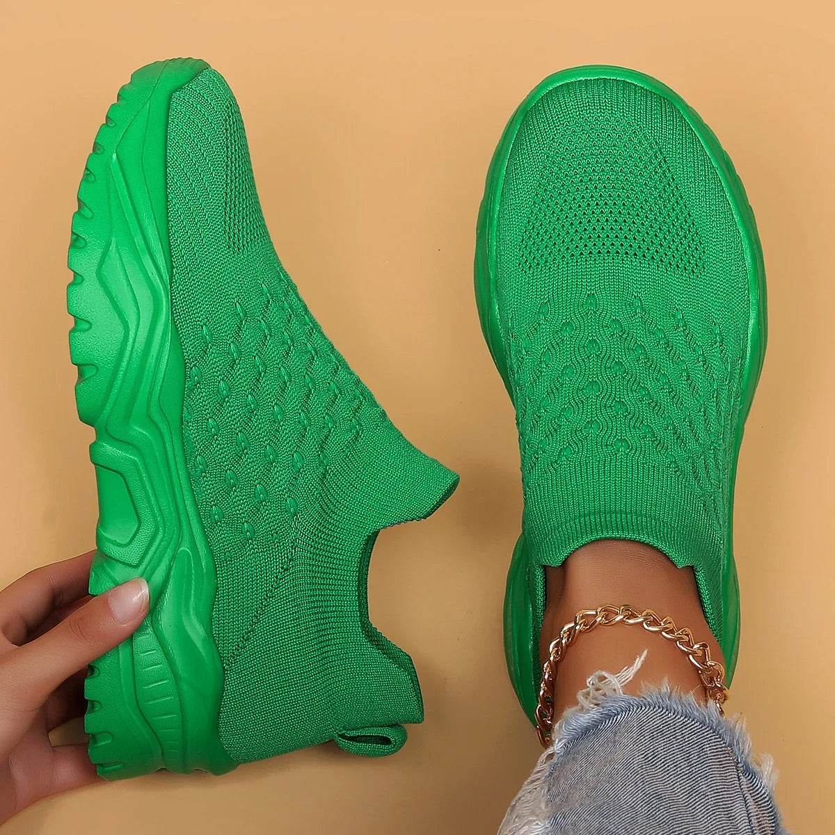 Comfortable Knit Sneakers for Women Slip-On