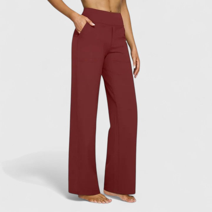 Stylish Wide-Leg Pants for Women High-Waist Flare Pocketed