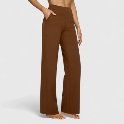 Stylish Wide-Leg Pants for Women High-Waist Flare Pocketed