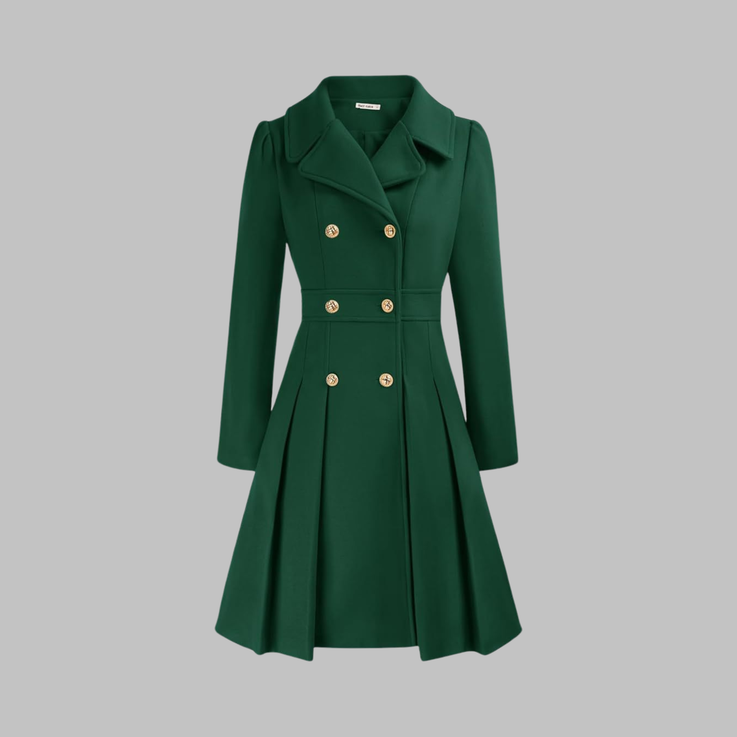 Elegant Coat for Women Double-Breasted Long-Sleeve Pleated