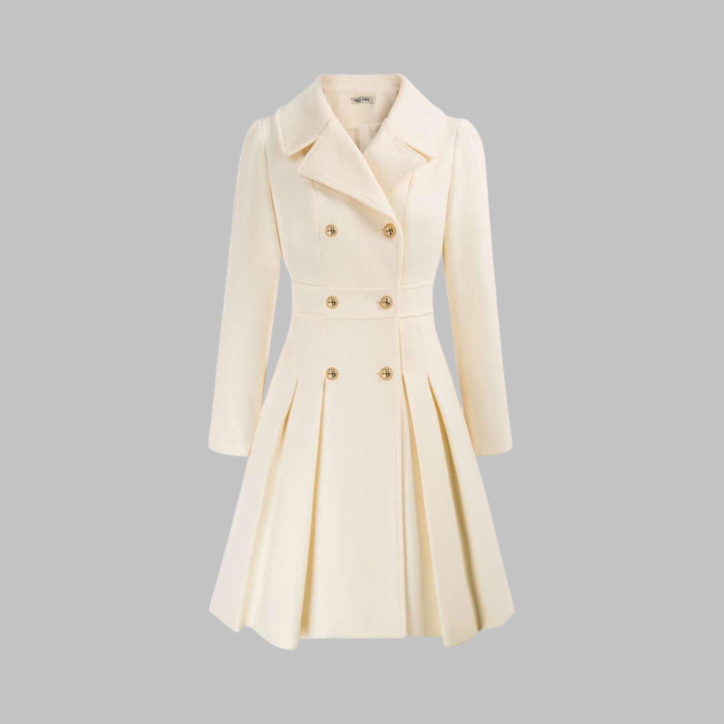 Elegant Coat for Women Double-Breasted Long-Sleeve Pleated