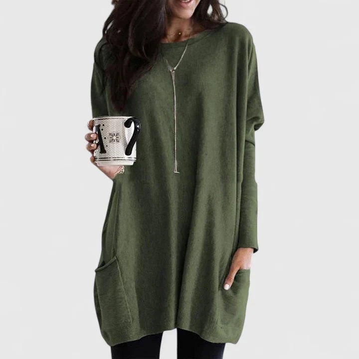 Comfortable Tunic Dress for Women Round-Neck Oversized