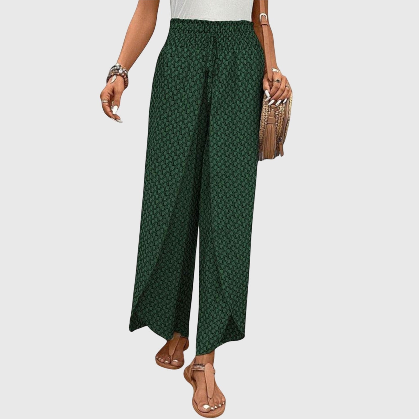 Stylish Palazzo Pants for Women Wide-Leg Printed Smocked-Waist