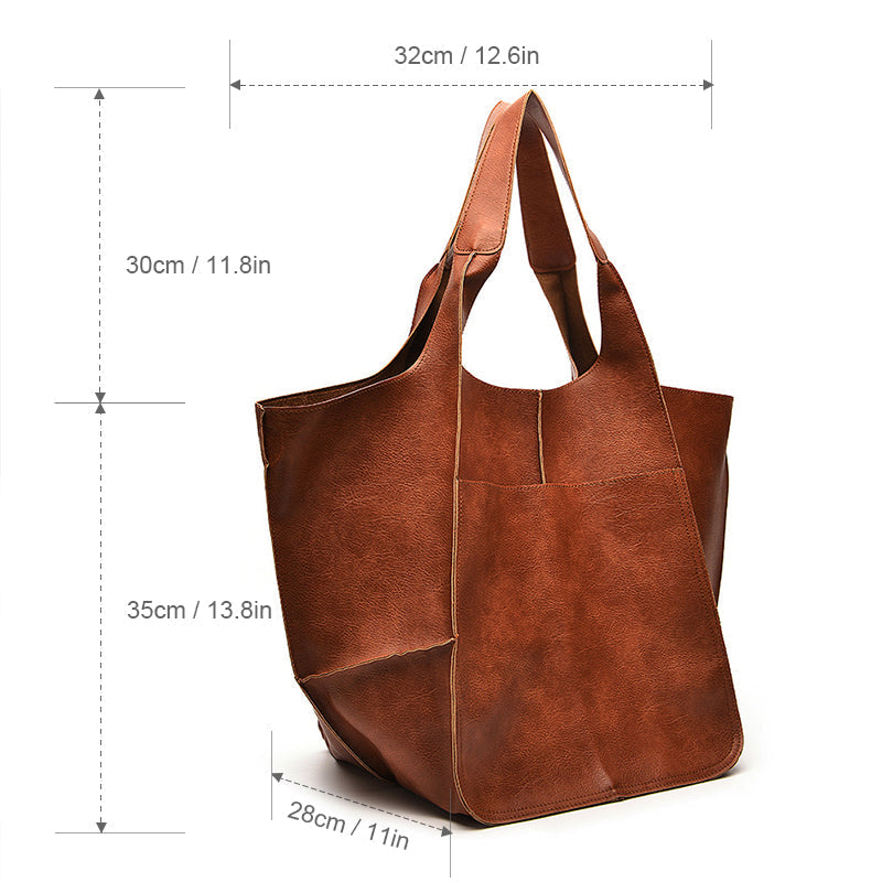 Elegant Oversized Tote Bag for Women Cut-Out-Handle Slouchy