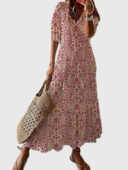 Effortless Maxi Dress for Women Tasseled Printed Flowy