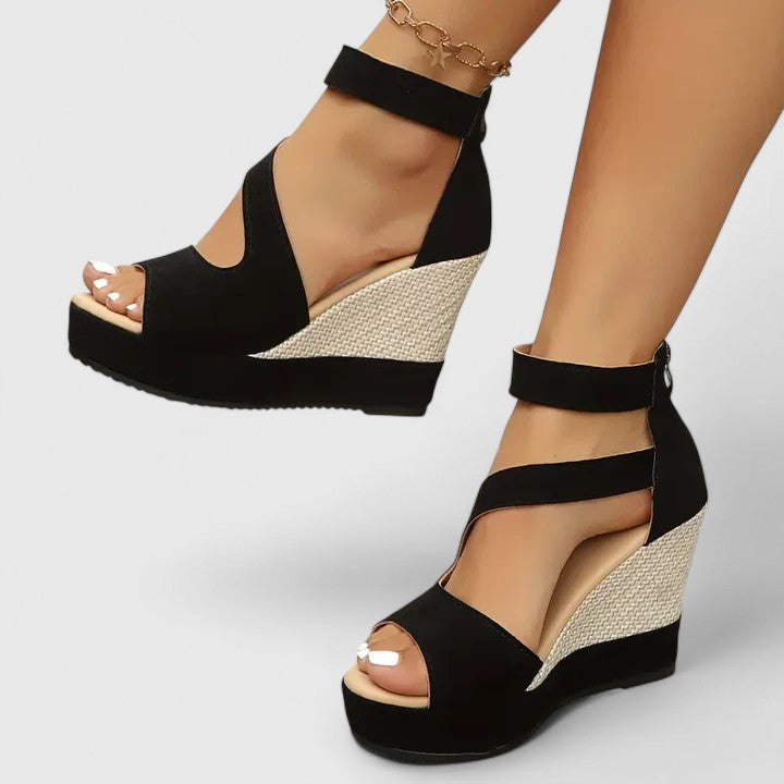Stylish Wedge Sandals for Women Crisscross Ankle-Strap Cutout