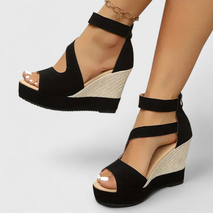 Stylish Wedge Sandals for Women Crisscross Ankle-Strap Cutout