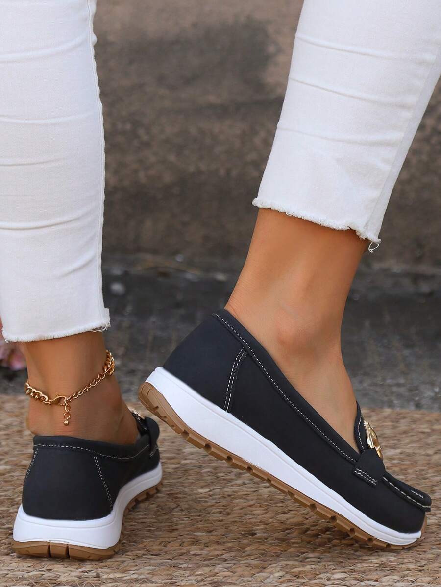 Comfortable Loafers for Women Buckle-Detail