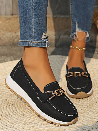 Comfortable Loafers for Women Buckle-Detail