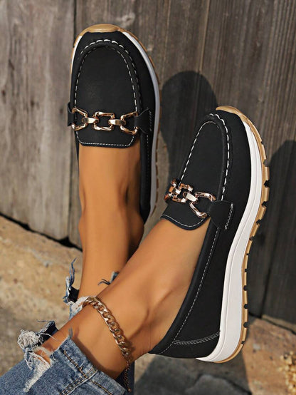 Comfortable Loafers for Women Buckle-Detail