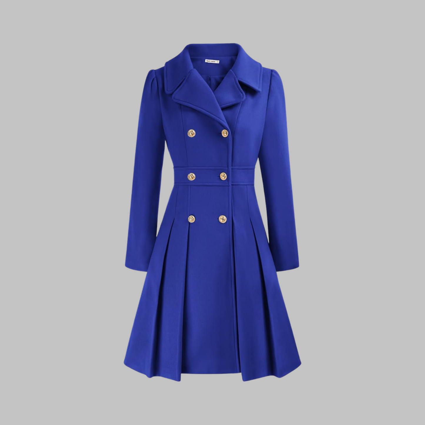 Elegant Coat for Women Double-Breasted Long-Sleeve Pleated