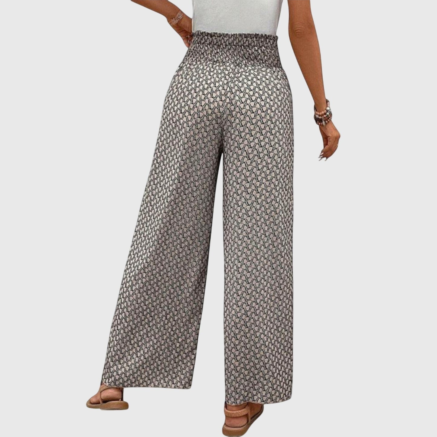 Stylish Palazzo Pants for Women Wide-Leg Printed Smocked-Waist