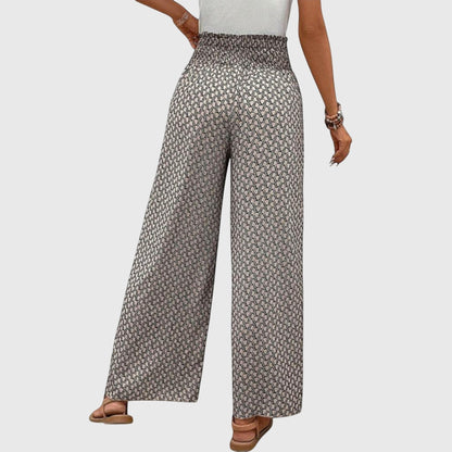Stylish Palazzo Pants for Women Wide-Leg Printed Smocked-Waist