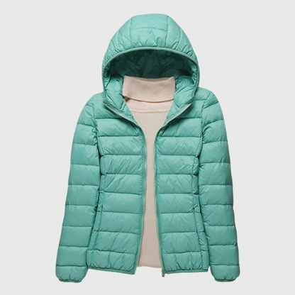 Comfortable Puffer Jacket for Women Hooded Quilted Long-Sleeve