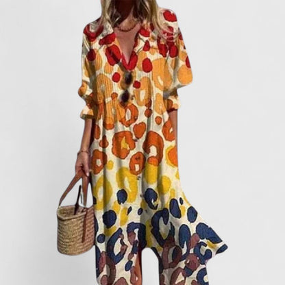 Elegant Shirt Dress for Women Button-Front Floral-Print