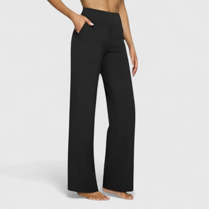 Stylish Wide-Leg Pants for Women High-Waist Flare Pocketed