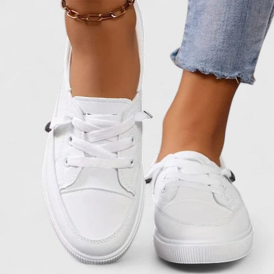 Comfortable Sneakers for Women Leather Lace-Up Low-Top