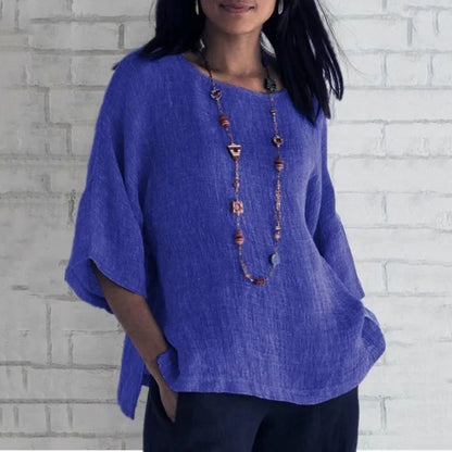 Effortless Tunic for Women Three-Quarter-Sleeve Linen Relaxed-Fit