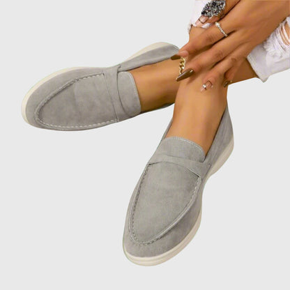 Stylish Penny Loafers for Women Suede Slip-On Round-Toe